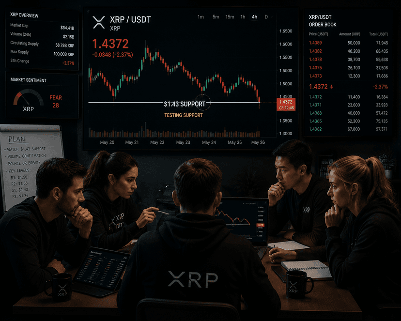 Ripple (XRP) tests $1.43 support amid mixed market sentiment