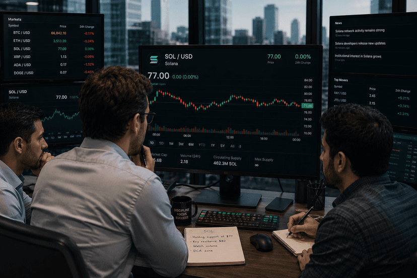 SOL holds $77 as ETF inflows and bullish derivatives signal further upside