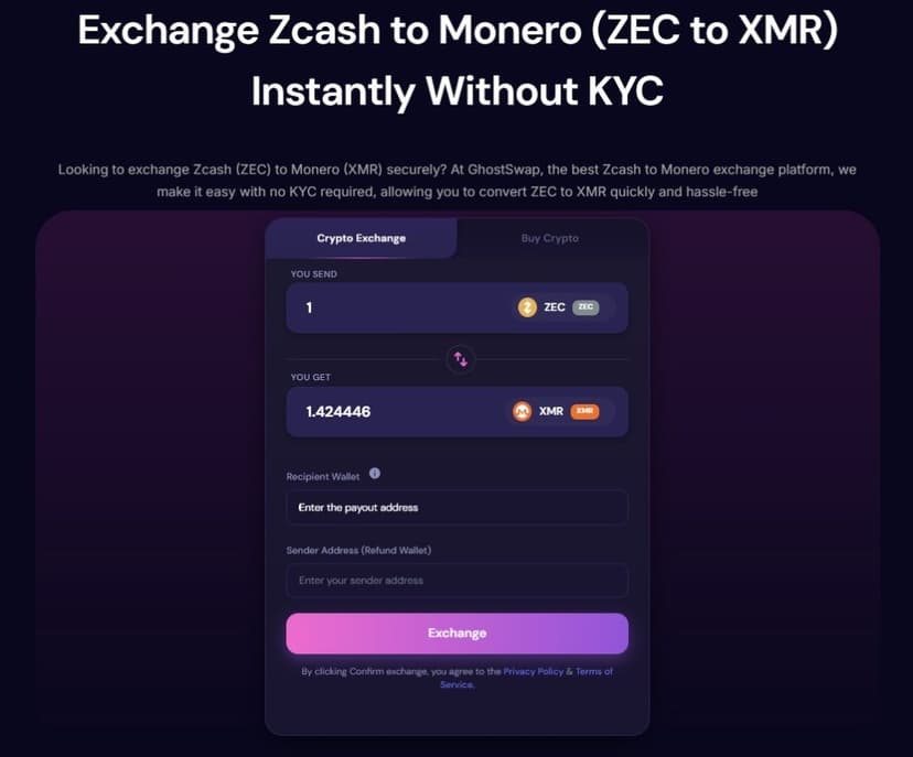 How to Swap Zcash to Monero With No KYC, in One Step