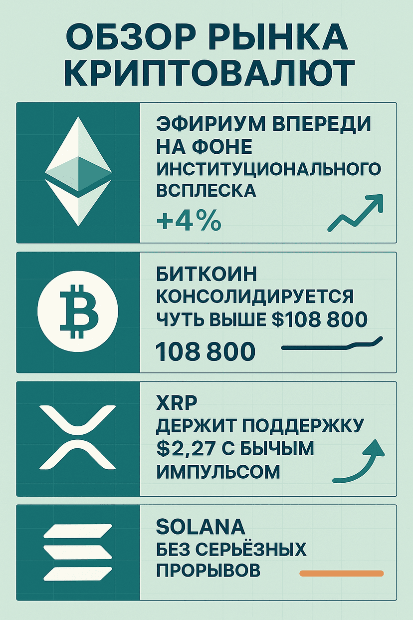Крипто-новости: Эфир растёт, Биткойн стабилен!