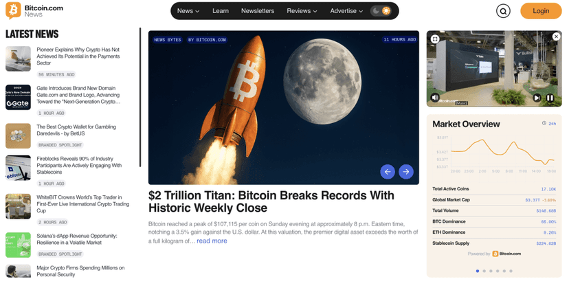 Bitcoin.com News: Latest Crypto News Across All Key Markets