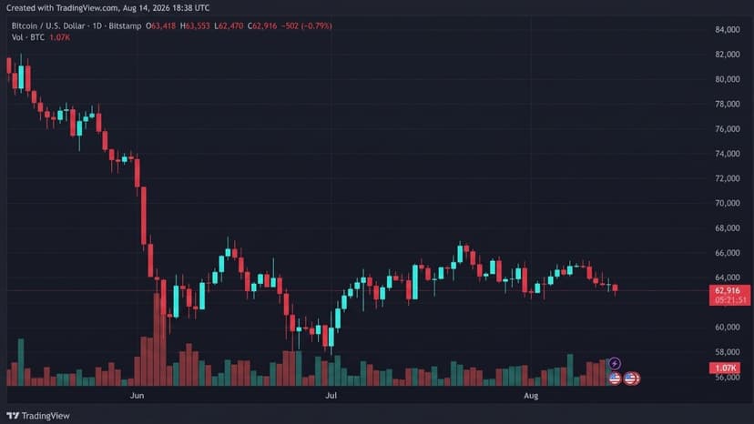 Bitcoin Slides to $62,470 as Sellers Test the $63K Floor Again