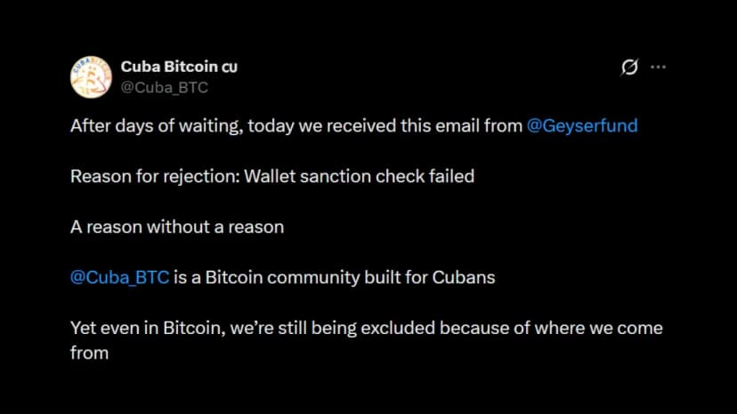 Geyser Rejects Cuba Bitcoin Initiative Over US Sanction Compliance