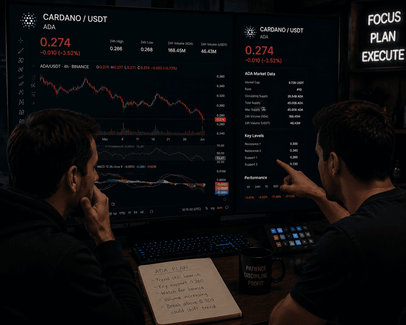 Cardano struggles below $0.2800, bearish sentiment strengthens