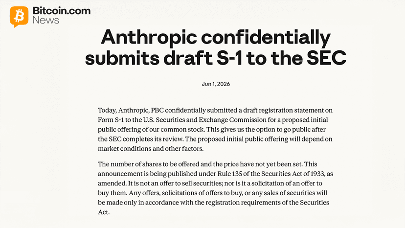 Anthropic Files Confidential S-1 With SEC, Targets IPO at $965B Valuation