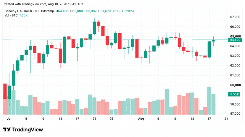 BTC Hits $65,000 as $56M Short Squeeze Punishes Bearish Traders
