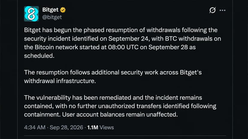 Bitget Restarts Bitcoin Withdrawals as $388M Hack Investigation Widens