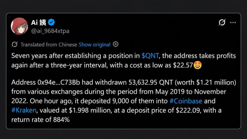 Quant Price Hit $373 This Week Then a 2019 Whale Cashed out $2 Million