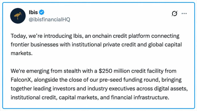 $250M FalconX Facility Powers Ibis Push Into Onchain Credit
