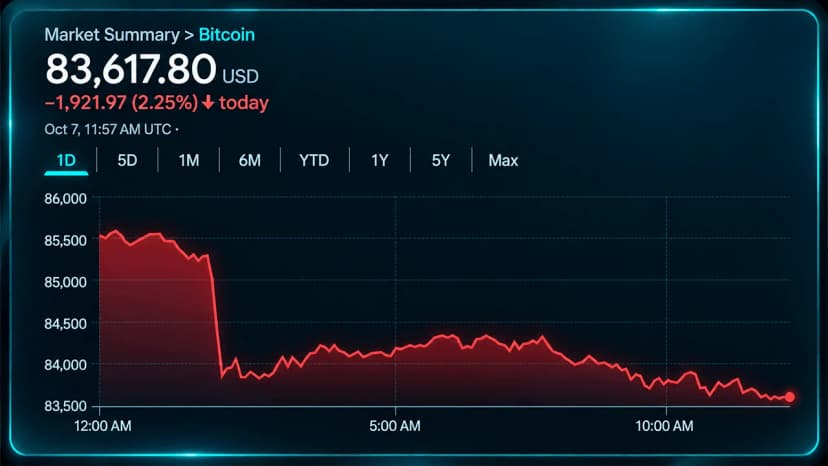 Bitcoin Price Slides to $83K as Short-Term Bears Take Control