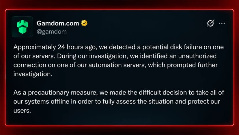 Crypto Casino Gamdom Goes Dark After a $3 Million Wallet Hack