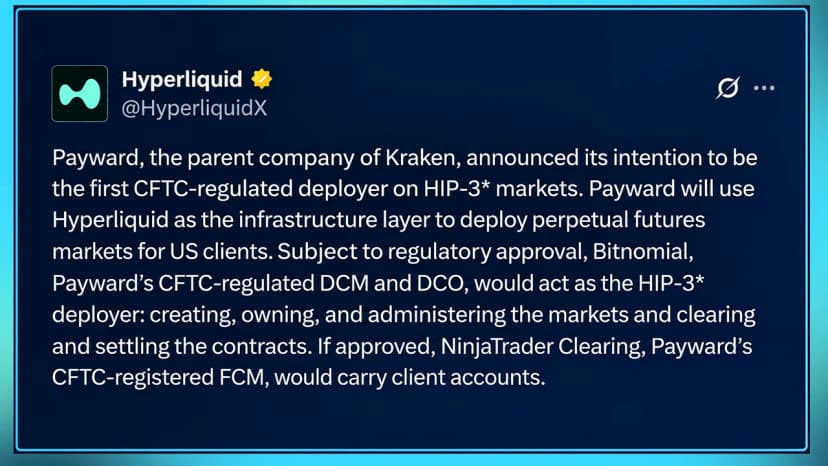 Kraken Parent Payward Eyes First CFTC-Regulated Hyperliquid Futures Market