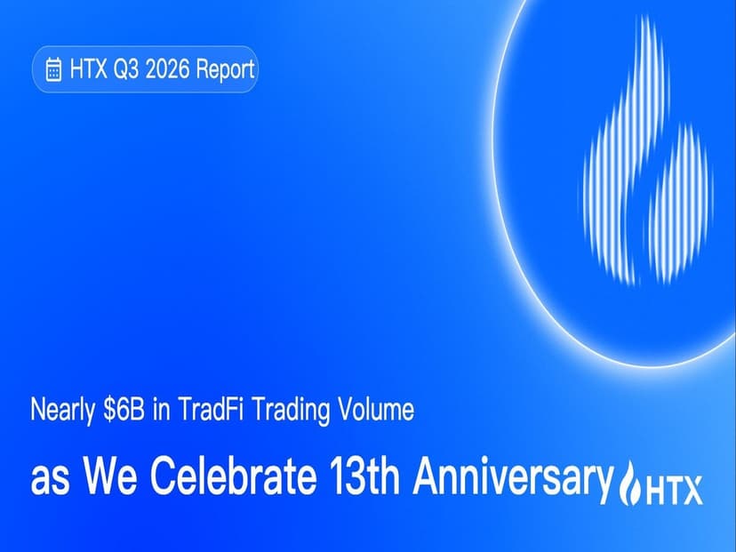 HTX Publishes Its Q3 2026 Scorecard: Cumulative TradFi Trading Volume Approaches $6B Amid 13th Anniversary Celebration